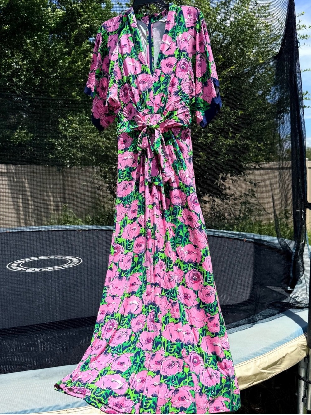 Lilly Pulitzer Wisteria V-Neck Maxi Dress Low Tide Navy Florrie NEW SZ 12 floral - Picture 1 of 10